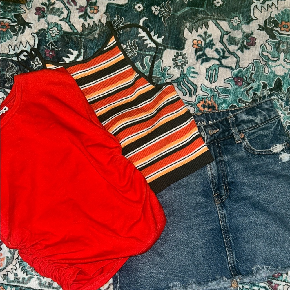 American Eagle Outfitters Distressed Blue Denim Mini Skirt